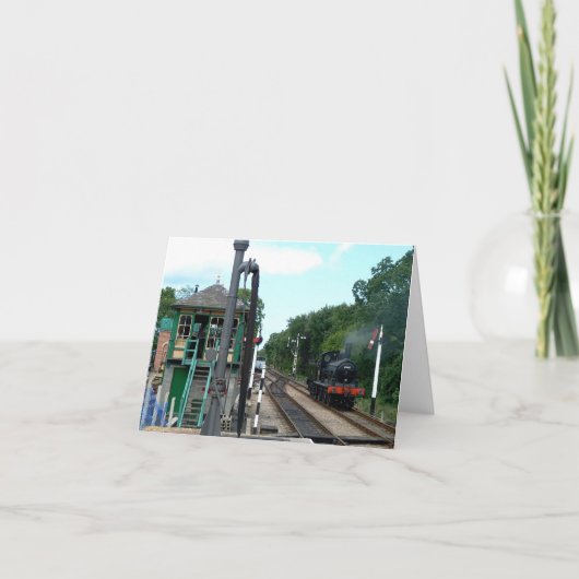Notecard: De Trein van de stoom en Seinhuisje Kaart (Voorkant)