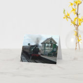 Notecard: De Trein van de stoom en Seinhuisje Kaart (Gele Bloem)