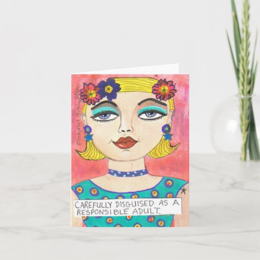 NOTECARD-DISGUISERING ALS VERANTWOORDELIJK VOLWASS KAART (Voorkant)