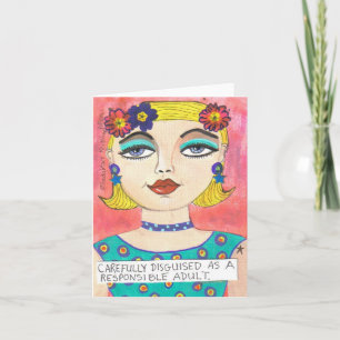 NOTECARD-DISGUISERING ALS VERANTWOORDELIJK VOLWASS KAART