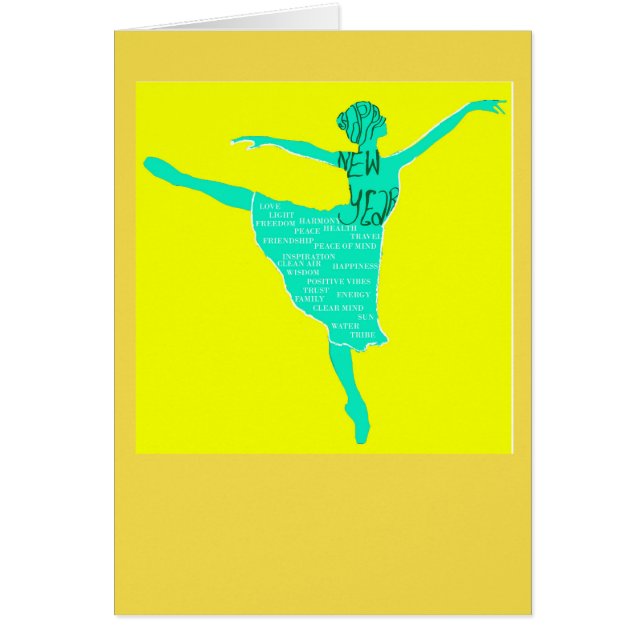 Notecard Gelukkig Nieuwjaar Ballet danser silhouet (Voorkant)