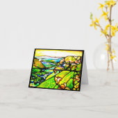 Notecard-Glas in lood-Louis Tiffany 4 Kaart (Gele Bloem)