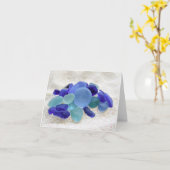 Notecard - het Blauwe Glas van het Zee Kaart (Gele Bloem)