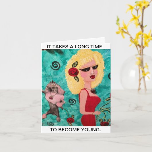 NOTECARD-HET DUURT LANG OM JONG TE WORDEN. KAART (Gele Bloem)