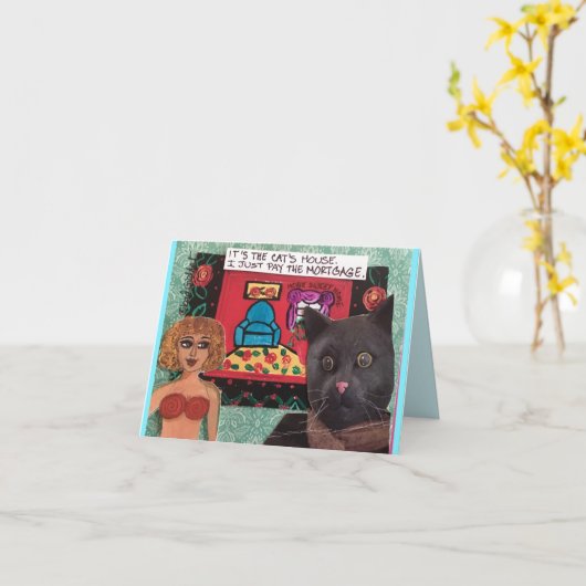 Notecard-het is het kattenhuis ik enkel mortga kaart (Gele Bloem)