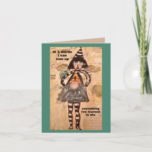 NOTECARD-IN 3 WOORDEN KAN IK HET LEVEN SAMENVATTEN KAART (Voorkant)