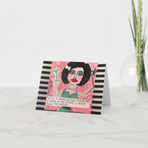 NOTECARD - MET EEN DRINK IN ÉÉN HAND KAART