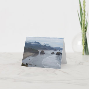 notecard met foggy Oregon-strand, humeurig en zach Bedankkaart
