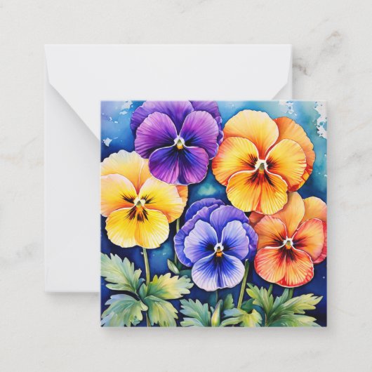 Notecard met Pansies Dank U Notitiekaartje (Voorkant)
