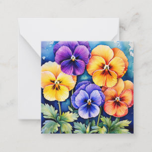 Notecard met Pansies Dank U Notitiekaartje