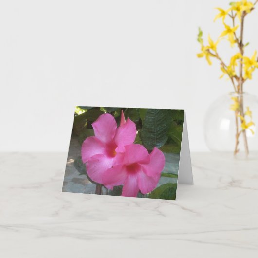 Notecard met roze bloemen kaart (Gele Bloem)