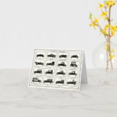 Notecard met Vintage Automobiele Illustratie Kaart (Gele Bloem)