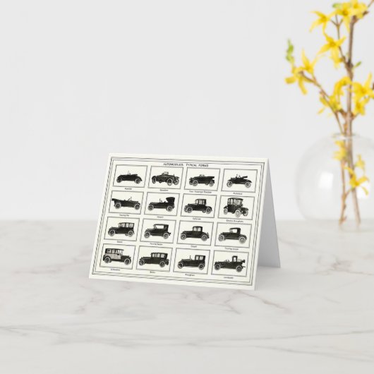 Notecard met Vintage Automobiele Illustratie Kaart (Gele Bloem)