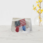 Notecard - Rood wit blauw Zee glas Kaart (Gele Bloem)