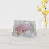 Notecard - Roze Zee Glass en Seashell Kaart (Gele Bloem)