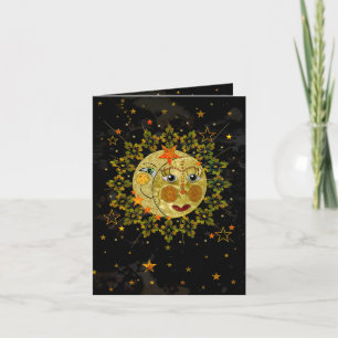 Notecard, SUN, MOON, STARS, Abstract, blanco Kaart