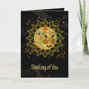 Notecard, SUN, MOON, STARS, denken aan jou, blanco Kaart