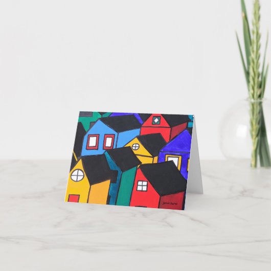 Notecard: Vele Gekleurde Huizen Kaart (Voorkant)
