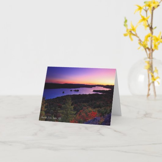 Notecard:  Vierde Meer, Inham, NY Kaart (Gele Bloem)