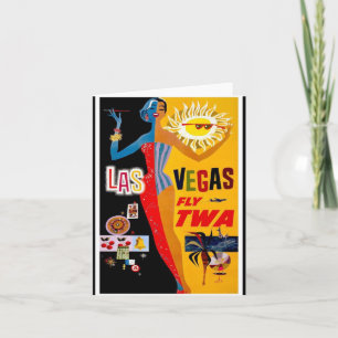 Notecard-vintage reis-Las Vegas Kaart
