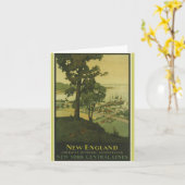 Notecard-vintage reis-Nieuw Engeland Kaart (Gele Bloem)