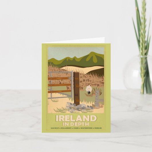 Notecard-Vintage Travel-Ierland Kaart (Voorkant)