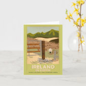 Notecard-Vintage Travel-Ierland Kaart (Gele Bloem)