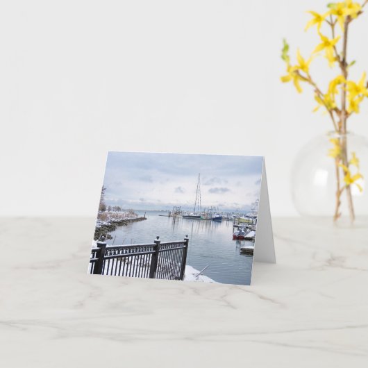 Notecard - Waterfront Plymouth MA Kaart (Gele Bloem)