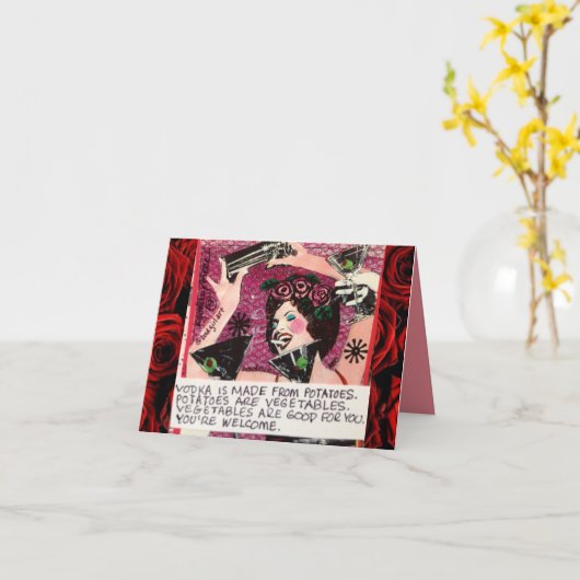NOTECARD-WODKA WORDT GEMAAKT VAN AARDAPPELS KAART (Gele Bloem)