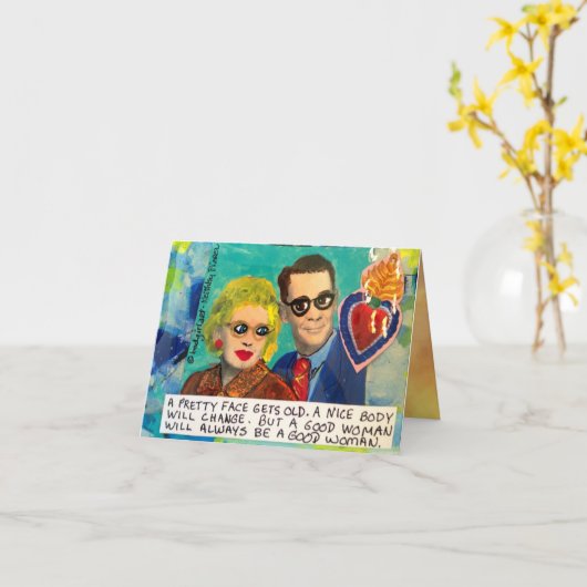 NOTECARD-WORDT HET MOOIE GEZICHT OUD, EEN LICHAAM KAART (Gele Bloem)