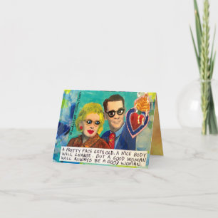 NOTECARD-WORDT HET MOOIE GEZICHT OUD, EEN LICHAAM KAART