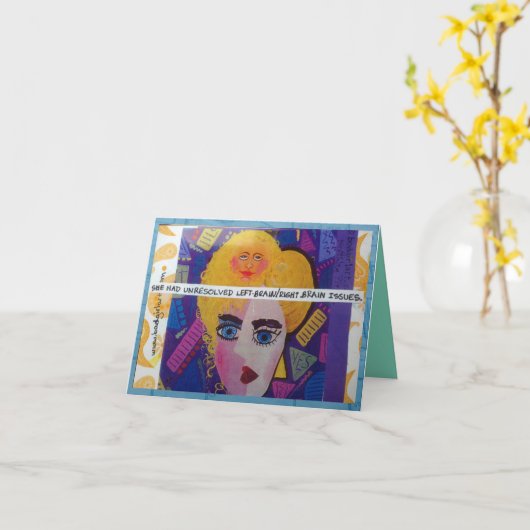 NOTECARD-ZE HAD ONOPGELOSTE LINKERHERSENEN / RECHT KAART (Gele Bloem)