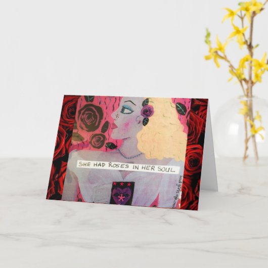 NOTECARD – ZE HAD ROZEN IN HAAR ZIEL KAART (Gele Bloem)