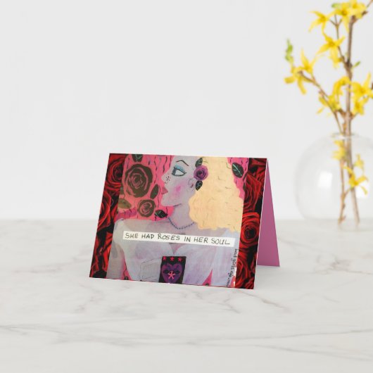 NOTECARD-ZE HAD ROZEN IN HAAR ZIEL KAART (Gele Bloem)