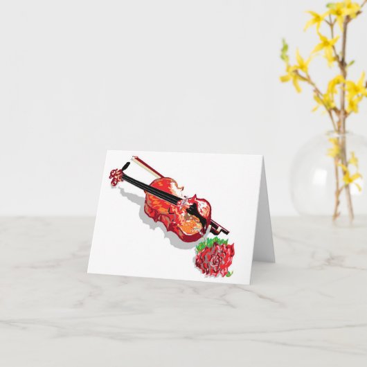 Noteer Kaart/Violin met een Roos Kaart (Gele Bloem)