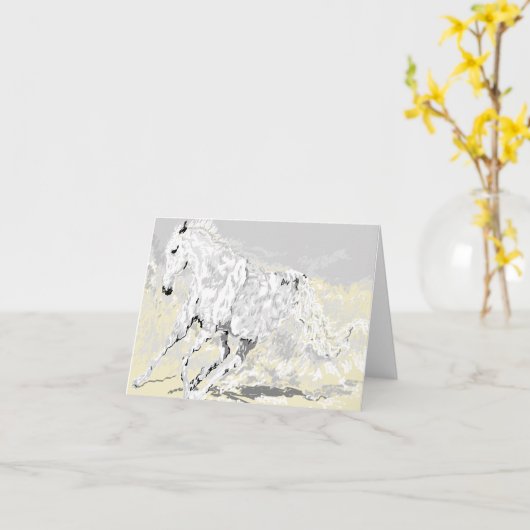 Noteer Kaart White Stallion in Motion (Gele Bloem)