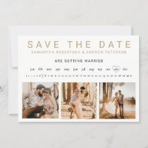 Noteer ons in goud 3 foto-raster  save the date