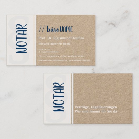 Noteer Visitekaartje (Voorkant / Achterkant)