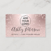 Noteerbaar logo metalen roos goud glitter visitekaartje (Voorkant)