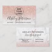 Noteerbaar logo monogram marmer roos goudglitter visitekaartje (Voorkant / Achterkant)