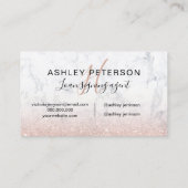 Noteerbaar logo monogram marmer roos goudglitter visitekaartje (Achterkant)