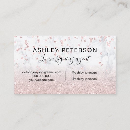 Noteerbaar logo roos goudglitter visitekaartje (Achterkant)