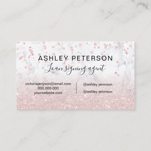 Noteerbaar logo roos goudglitter visitekaartje (Achterkant)