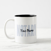 Noteerbaar, publiek getande blauwe doopvont Gepers Tweekleurige Koffiemok (Links)