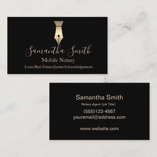 Noteerbare agent Pen Logo Freelance Calligrafie Sc Visitekaartje (Voorkant / Achterkant)