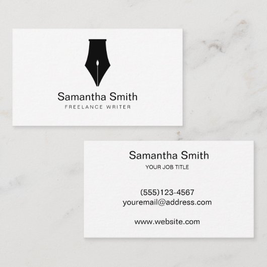 Noteerbare agent Pen Logo Freelance Calligrafie Sc Visitekaartje (Voorkant / Achterkant)
