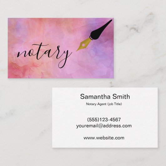 Noteerbare agent Pen Logo Freelance Calligrafie Sc Visitekaartje (Voorkant / Achterkant)