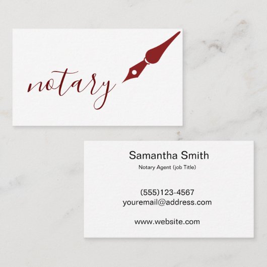 Noteerbare agent Pen Logo Freelance Calligrafie Sc Visitekaartje (Voorkant / Achterkant)