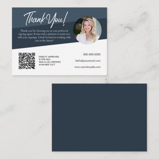 Noteerbare donker Azure Loan Signing Bedankt voor  Visitekaartje (Voorkant / Achterkant)