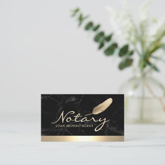 Noteerbare gouden rand zwarte marmer visitekaartje (Staand voorkant)